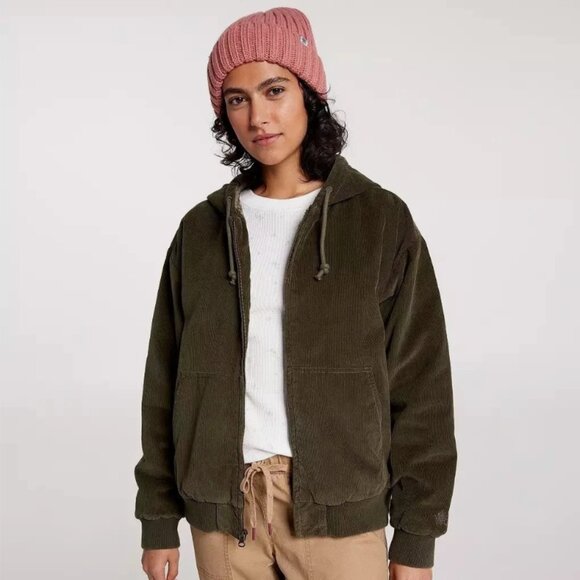 NWOT Alpine Design Women's Corduroy Quilted Full Zip Hooded Vint Olive Jacket XL - Picture 1 of 11